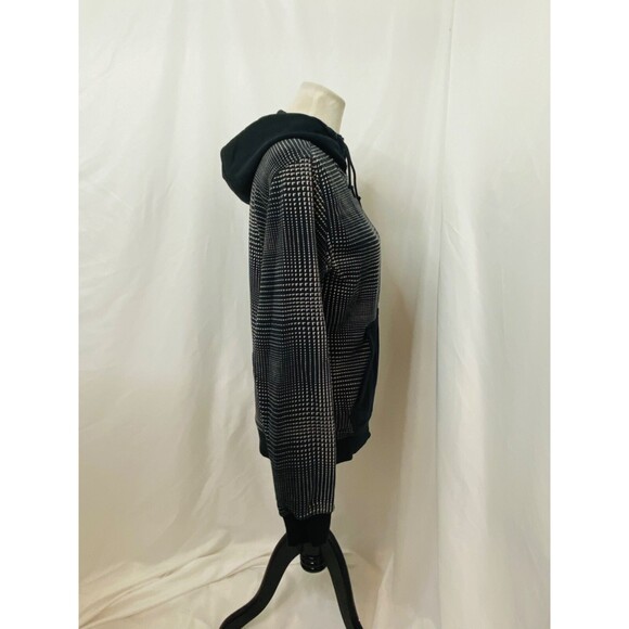 Women's Small Hoodie Nike Black White Check Full Zip Fleece Lined Athletic - Picture 5 of 9
